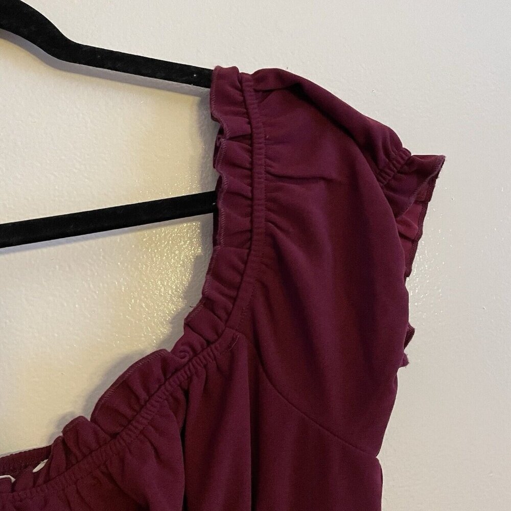 LA Hearts PacSun Women M Burgundy Y2K Square Neck Shirred Bodycon Mini Dress NWT - Picture 8 of 15